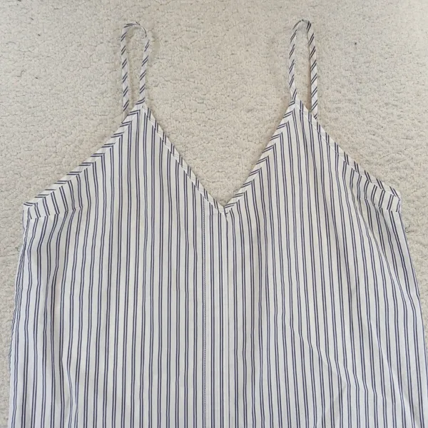 Sandro Paris Striped Slip Dress Blue White Cotton V-Neck Mini Size 38 R20002E-10 - Image 7