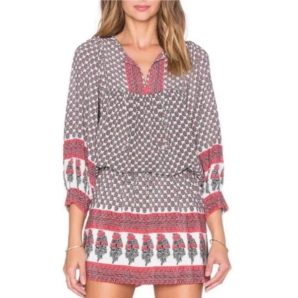 Ulla Johnson Bazaar Silk Mini Blouson Dress Light Indian Floral Print Size 2 - Image 7