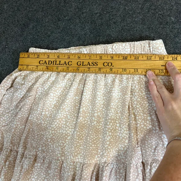 Japana Women Tan Pebble Print Tiered Maxi Skirt Elastic Waist L Cottagecore - Image 8