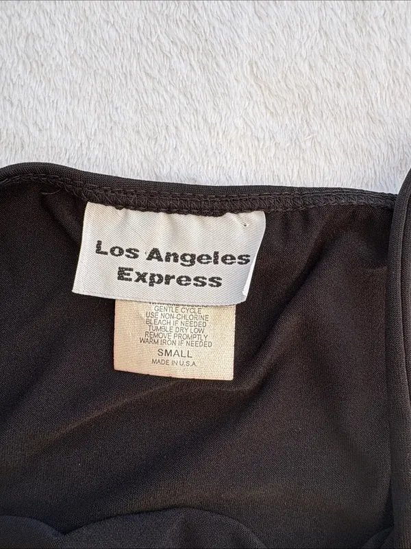 Express size small y2k usa Black Lace-Trim Cami Tank Top ruched summer 90s - Image 2