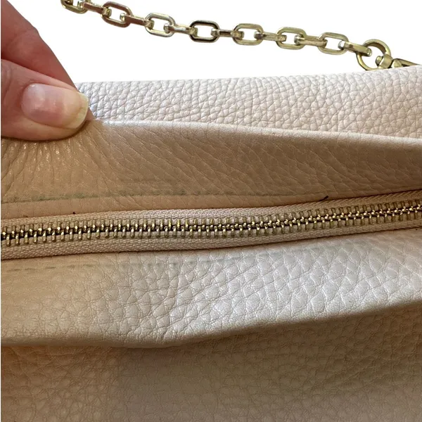 Tory Burch Pebbled Leather Foldover Crossbody‎ Tan Chain Bag - Image 11