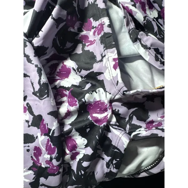 Coco Pear Purple Floral Print Crisscross Back Swim Dress‎ Size 2XL - Image 6