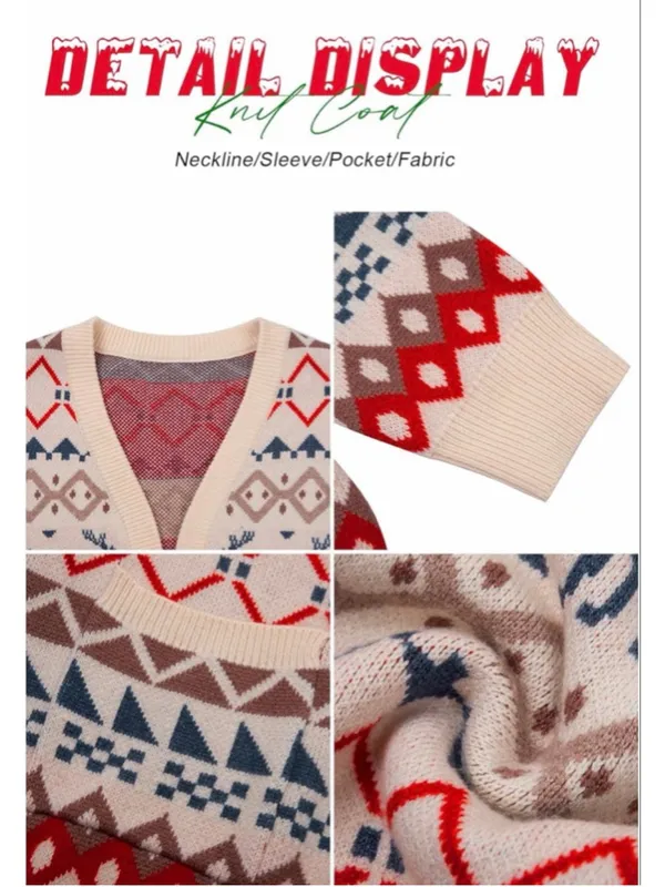 NEW Ugly Christmas Cardigan Knit Sweater Cardigans Oversized S - Image 6
