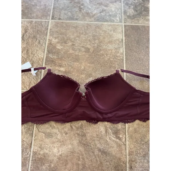 Aerie Real Power Paisley Lace Balconette Bra Royal Berry Size 34C - Image 8