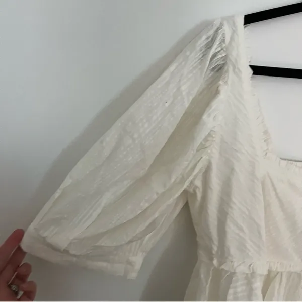 Free People Leave It To Me white Crop Top Blouse Button Boho XL NWOT - Image 5