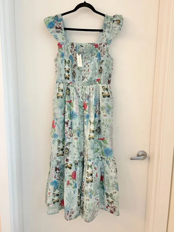 Anthropologie The Peregrine Square-Neck Midi Dress Butterfly Print Size M NWT - Image 4