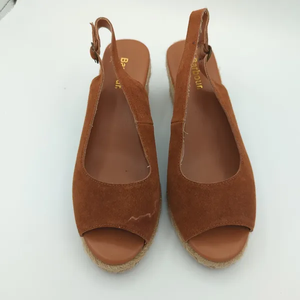 Barbour Nadia Women's Brown Suede Espadrille Wedge‎ Slingback Sandals US 8 UK 6 - Image 9