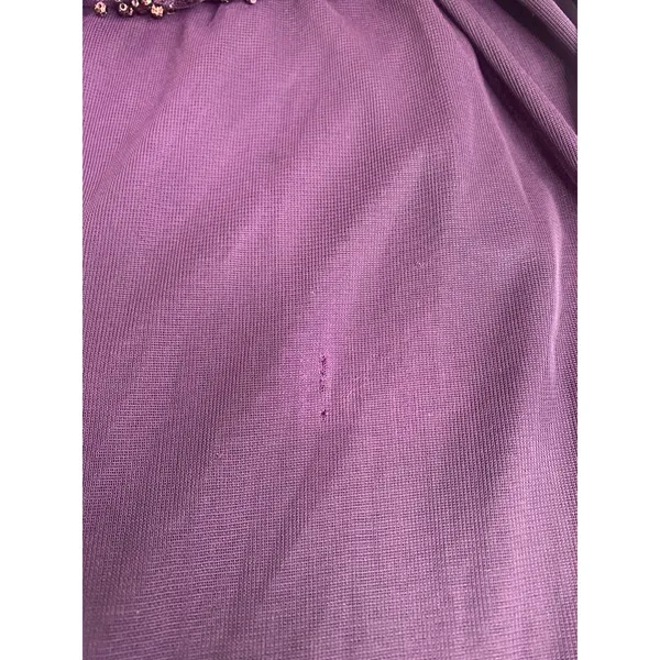 Xscape Purple Eggplant Beaded Bodice Formal Long Dress Gown Sz 14 Ruched Back - Image 10