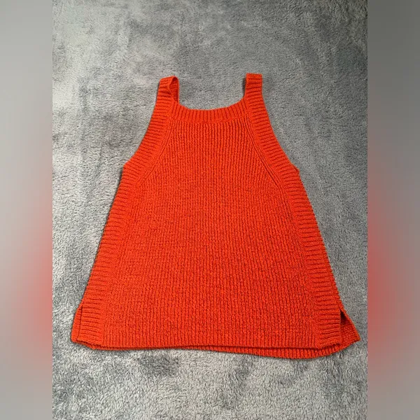 J. Crew Orange Knit Sleeveless tank Top medium - Image 3