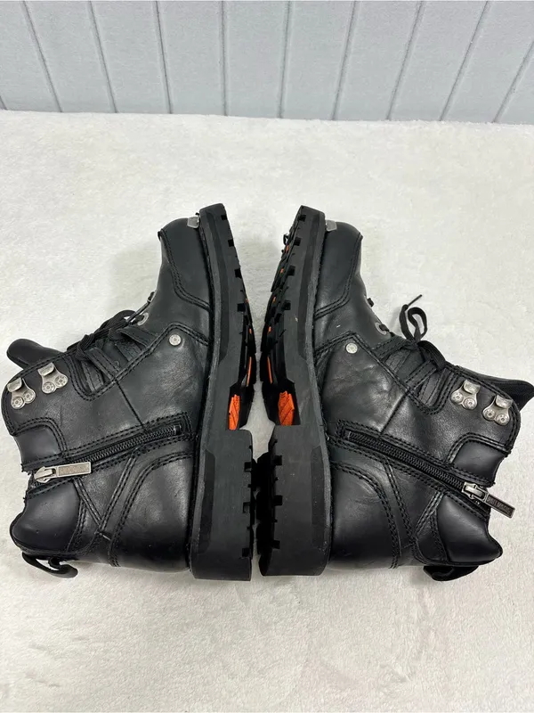Harley-Davidson Black Leather Lace-Up Motorcycle Boots with Metal Accents Size 9 - Image 8