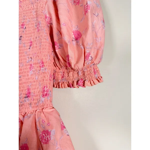 LoveShackFancy Target Pink Floral Smocked Tiered‎ Maxi Dress XXS Cottagecore - Image 6