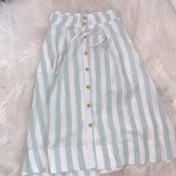 A new day mint striped boho skirt linen blend size xsmall - Image 7