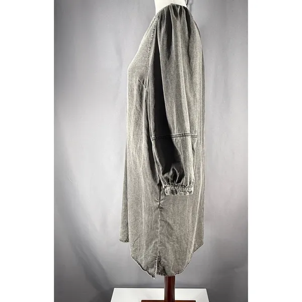Entro Women's Gray Chambray Tunic‎ Dress Size M Western Chic Prairie Country - Image 8