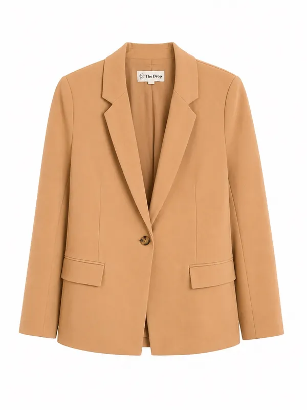 The Drop Blake Long Blazer Women’s Small Praline Tan Single Button Stretch - Image 5