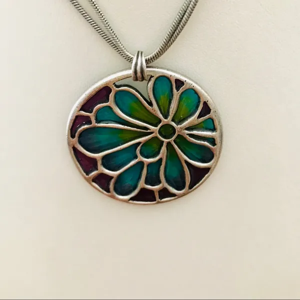 Chico’s Stained Glass Style Necklace Resin - Image 3