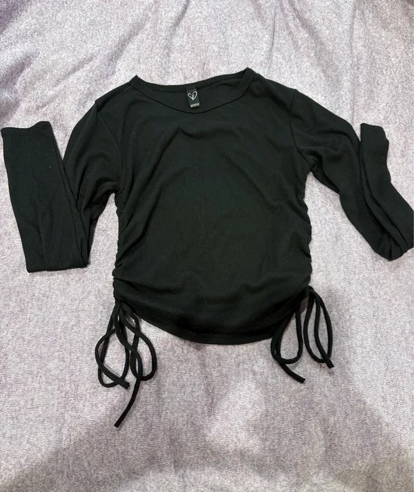 Black Windsor Long Sleeve Top - Image 2