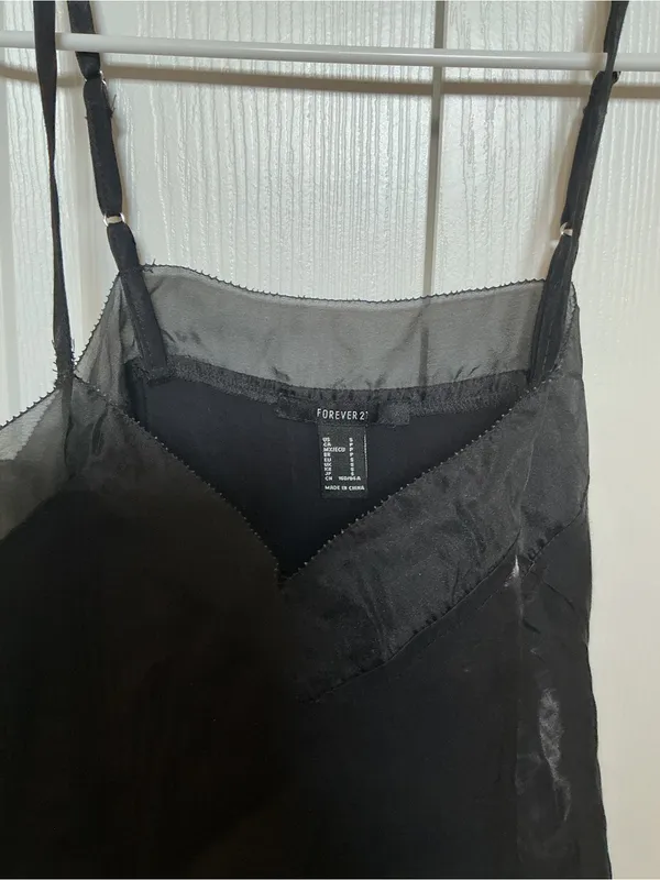 Forever 21 Black Satin & Mesh Cami Tank Top - Women - Image 3