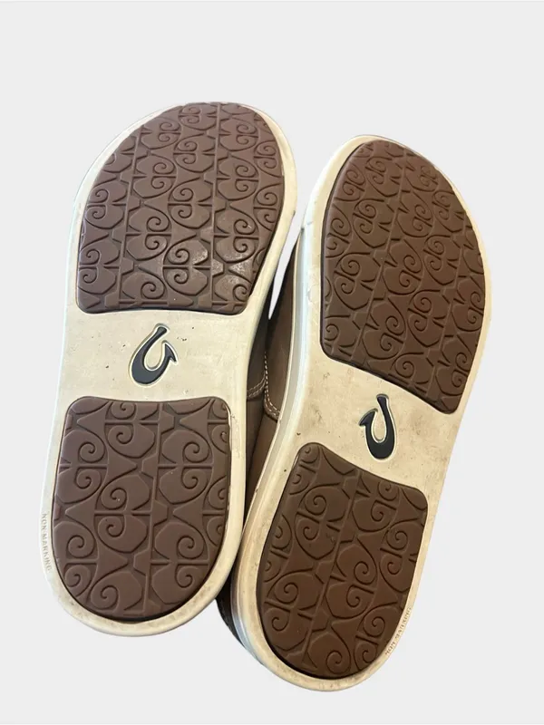 OluKai Pehuea Leather Espresso Brown Slip-On Sneakers Women’s Size 6 - Image 9