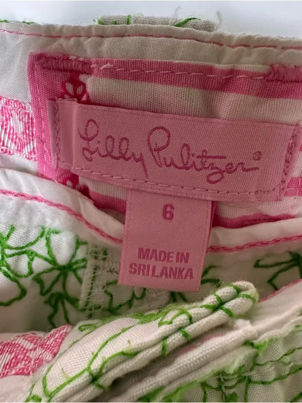Lilly Pulitzer Green Embroidered Butterfly Print Crop Pants Size 6 - Image 9