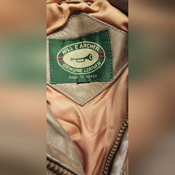 vintage hill & archer leather bomber heavy winter jacket with fox tail hood M - Image 4