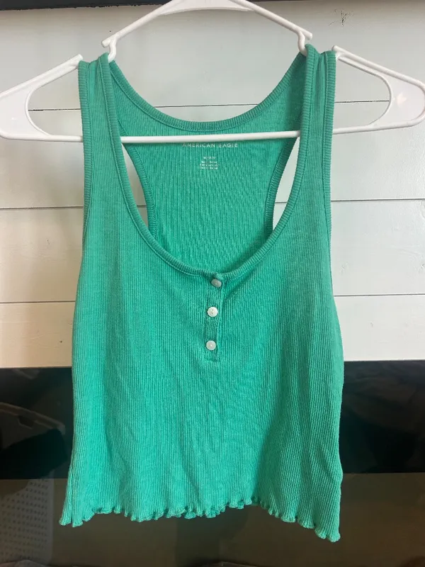 American Eagle Henley True Tank Bright Green - Image 2