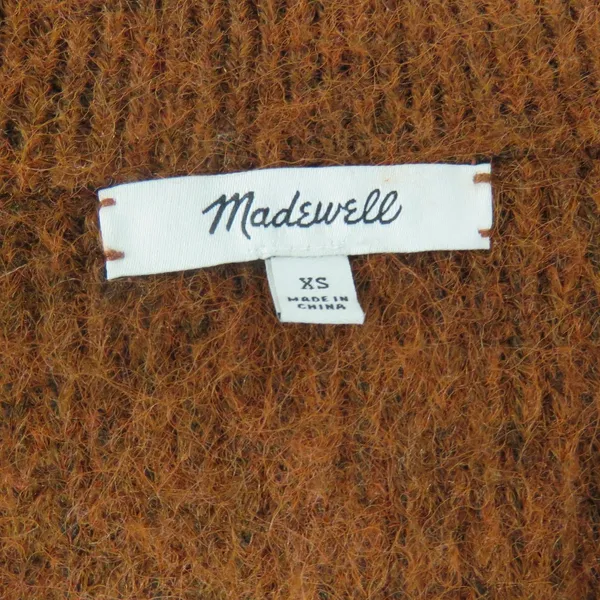 Madewell Cowen Cardigan Sweater Burnt Orange Oversized Fuzzy Knit XS Wool - Image 9