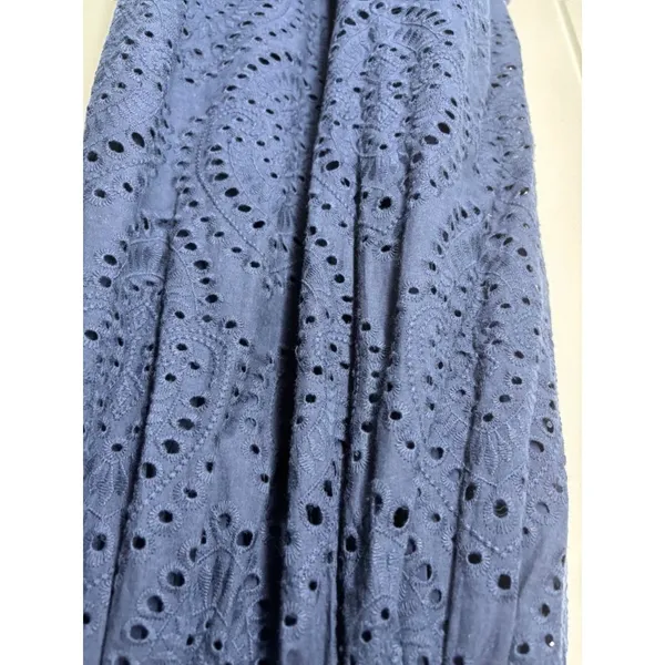 Pink Lily Navy Blue Eyelet Smocked Sundress Midi S Coquette - Image 6