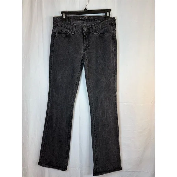 7 For All Mankind Jeans Womens Black Charcoal Wash Straight Leg 32 Inseam - Image 4
