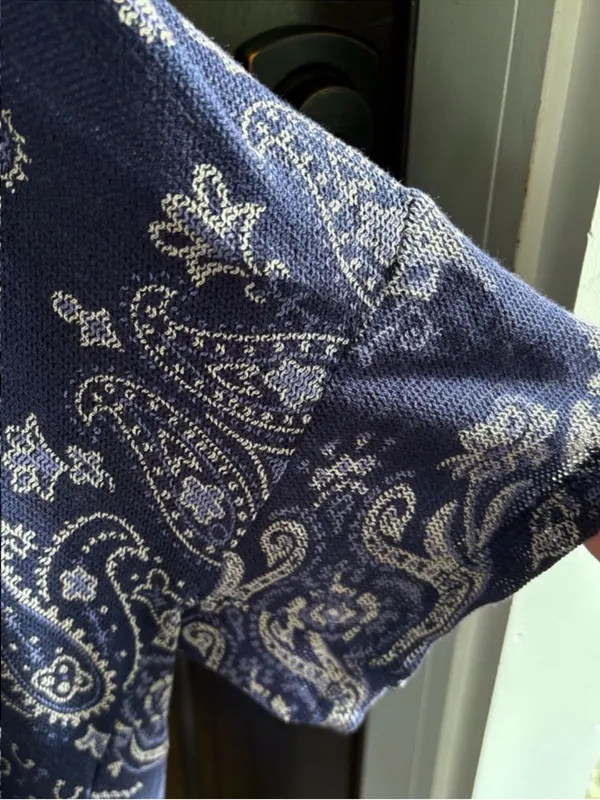 EUC Free People No Matter What High/Low Paisley Top Blue Oversized Small - Image 7