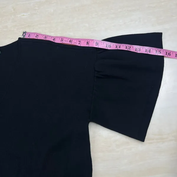 Lauren Ralph Lauren Black V-Neck Flutter Sleeve Knit Sweater Dress XL - Image 7