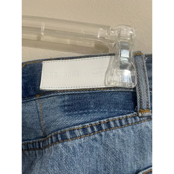 RE DONE‎ Levi's High Rise Straight Jeans Altered Waist Vintage Wash Size 27 - Image 11