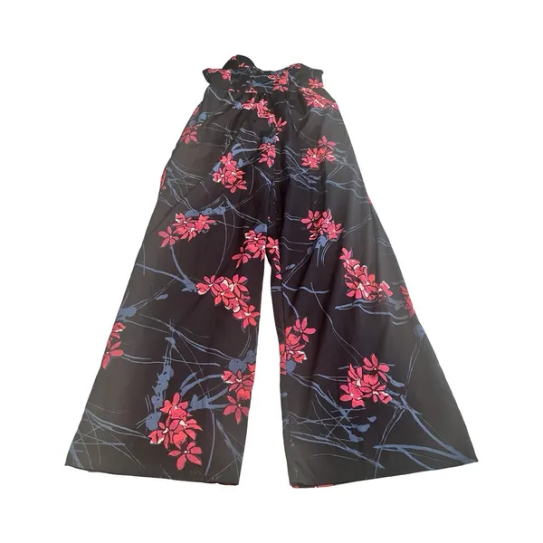 Band of Gypsies Moissanite Floral Wide Leg Jumpsuit Black Red Pink Womens‎ M - Image 8