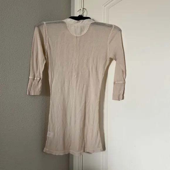 Young Fabulous & Broke Sheer Ribbed Henley Tunic Distressed Boho Style Large - Image 11