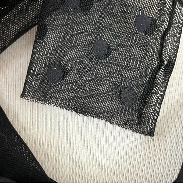 White House Black Market Y2K Sheer Mesh Polka Dot Top XS - Image 2
