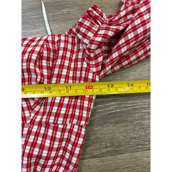 Maeve Anthropologie Bare Frill Mini Dress Red White 0P Petite - Image 5