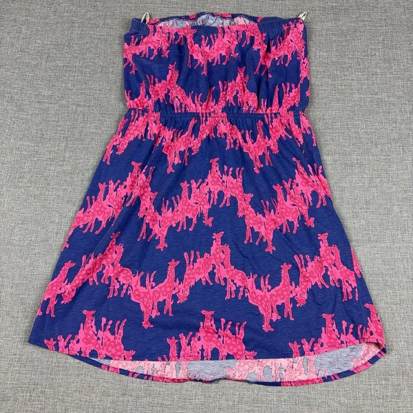Lilly Pulitzer Dress Womens Large Pink Giraffe Print Strapless Sundress Mini - Image 2