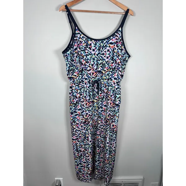 Athleta easy breezy sunbeam midi Dress Women L Multicolor Abstract casual Travel - Image 3