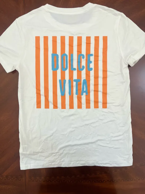 SHEIN Dolce Vita Graphic T-Shirt White Orange Blue Size S - Image 4