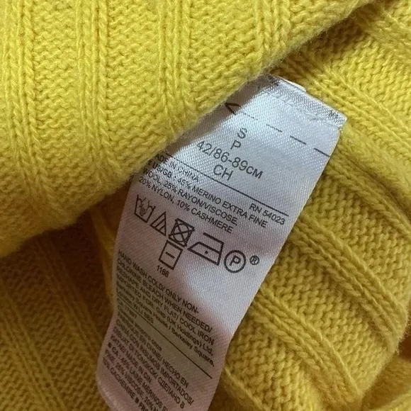 Banana Republic Italian Yarn Ribbed Sweater Womens Small Yellow Merino Cashmere - Image 5