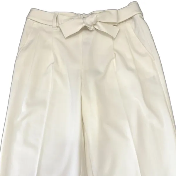 NWT Loft Outlet Paperbag Pants White Tapered Leg Belted Office‎ Size Medium - Image 2