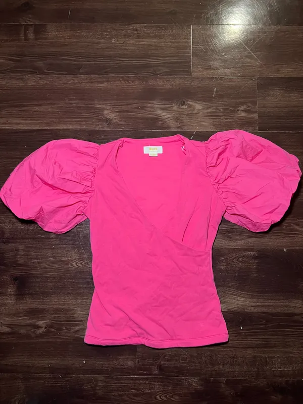 Maeve by Anthropologie Puff sleeve Wrap Pink Blouse Size XXS - Image 2