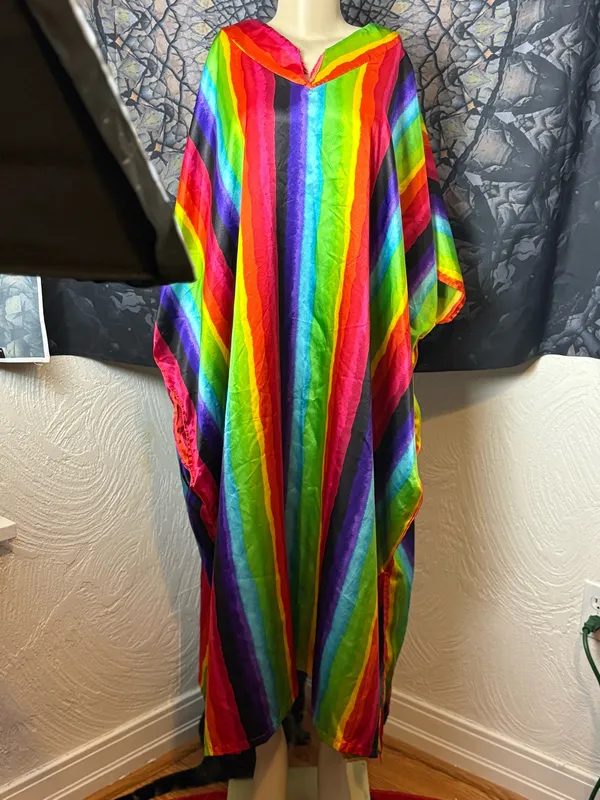 Rainbow Silky Robe/ Poncho/ Dress (Vintage!) Multiple - Image 5