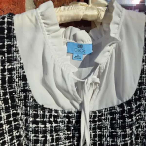 CeCe Mixed Media Blouson Sleeve Academia Style Mini Knit Dress Size Medium - Image 3
