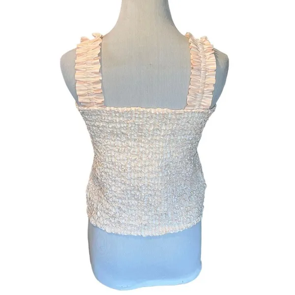 Petersyn x Revolve Smocked Tami Tank Top Striped‎ Melon Orange Size Large New - Image 4