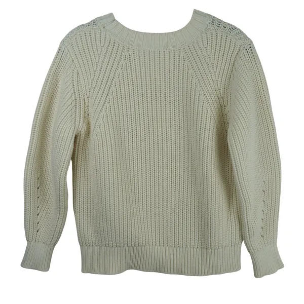 Everlane Womens Chunky Cable Knit‎ Sweater Ivory Pullover M - Image 5