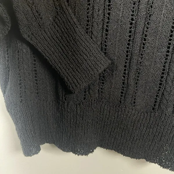 ASTR The Label S Faux Wrap V-neck Pointelle Knit Pullover Sweater‎ Black ($79) - Image 6