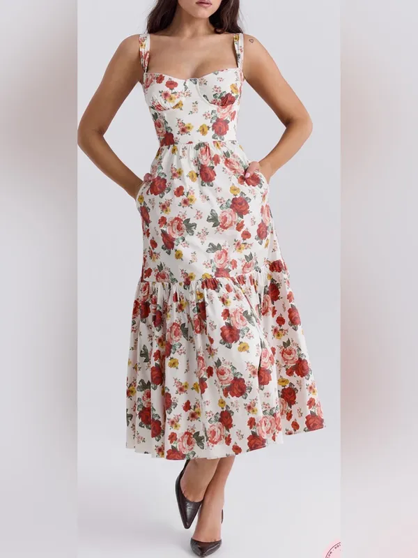 NEW HOUSE OF CB Elia Floral Sweetheart Neck Sundress Sz XL - Image 2