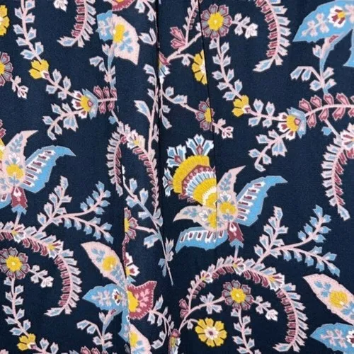 LOFT Long‎ Sleeve Ruffle Trim Pleated Front Paisley Print Blouse NWT Size Small - Image 5