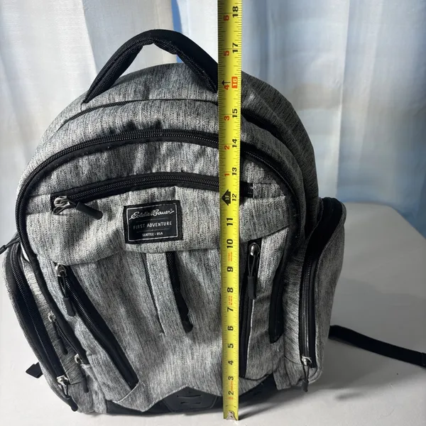 Eddie Bauer‎ First Adventure Backpack Baby Diaper Bag Gray Black Waterproof 16" - Image 10