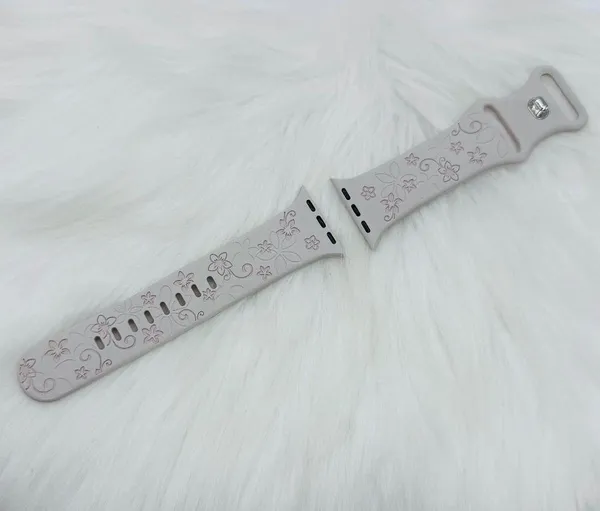 Floral Design Apple Watch Bands in Beige pink 42mm 44mm 45mm 49mm - Image 3